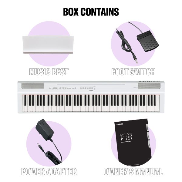 YAMAHA P125-WH Pianoforte digitale bianco - immagine 4