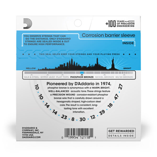 D'ADDARIO EJ38 PHOSPHOR BRONZE 0.10 .47 12STRINGS - immagine 3